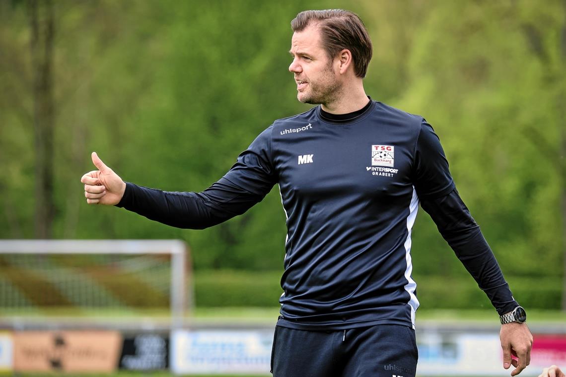 Endspurt im Abstiegskampf beginnt für die TSG Backnang mit einem Heimspiel „Wir sind stabiler geworden“: TSG-Trainer Mario Klotz traut seinem Team die nötigen Punkte in den letzten drei Spielen zu. Foto: Alexander Becher