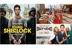 Wir wäre es zum Beispiel mit „Young Sherlock“, „One Piece“ oder „Scrubs“ (von links im Uhrzeigersinn)? Drei unserer Serientipps im März