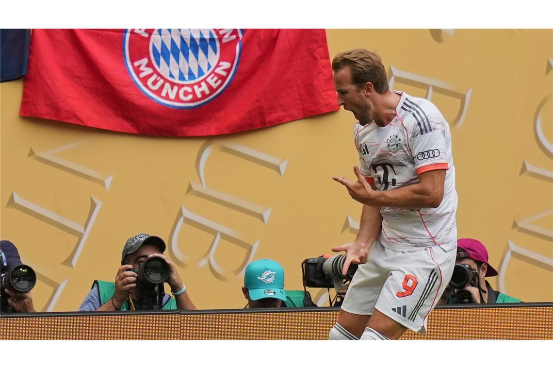 Bayerns High-Noon-Meeting mit PSG als Transfer-Wegweiser Wird Harry Kane, hier beim Torjubel gegen Flamengo im Achtelfinale, auch gegen Paris Saint-Germain zum Matchwinner?