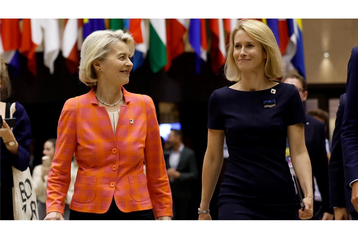 Wollen deutlich mehr Tempo beim Thema Verteidigung: EU-Kommissionspräsidentin Ursula von der Leyen und die EU-Außenbeauftragte Kaja Kallas. (Archivbild)