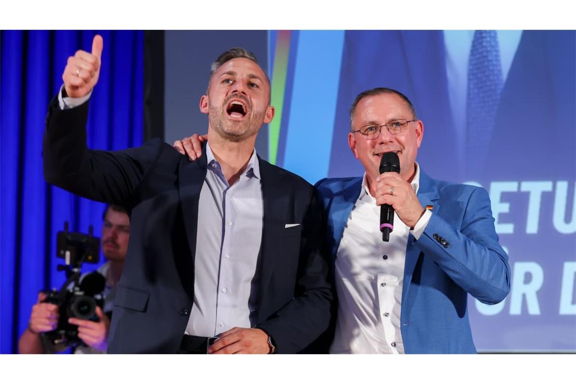 Wollen die Briefwahl abschaffen: Die beiden AfD-Spitzenpolitiker Ulrich Siegmund (links) und Tino Chrupalla.