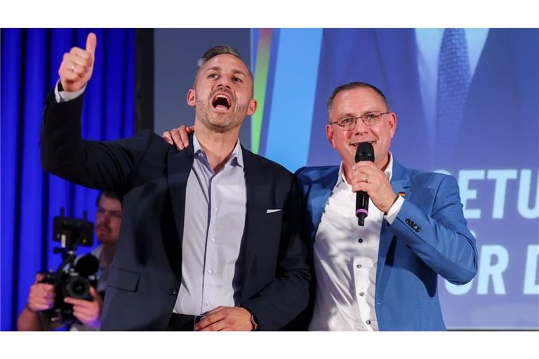 Wollen die Briefwahl abschaffen: Die beiden AfD-Spitzenpolitiker Ulrich Siegmund (links) und Tino Chrupalla.