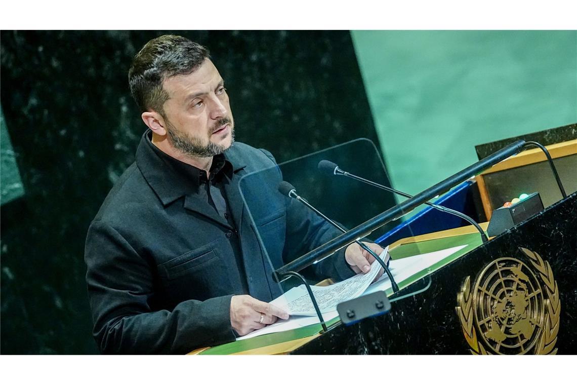 Selenskyj warnt wegen KI vor „zerstörerischstem Wettrüsten“ Wolodymyr Selenskyj spricht bei der Generaldebatte der UN-Vollversammlung in New York