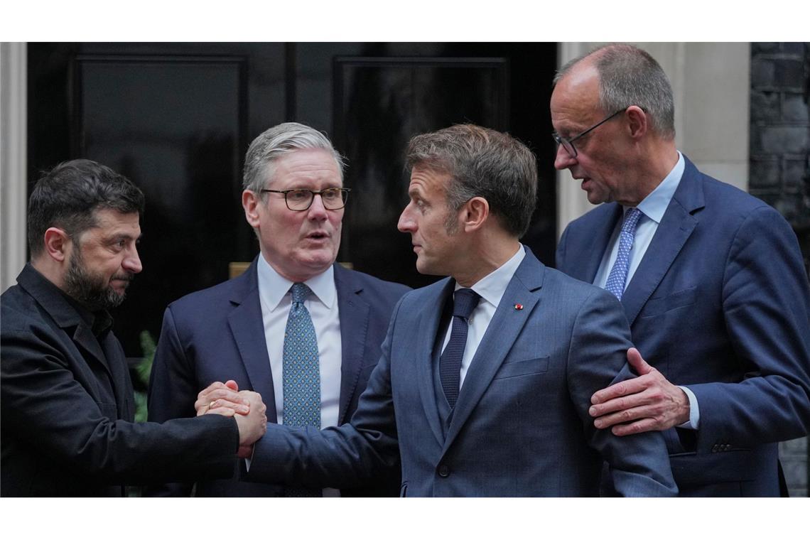 Wolodymyr Selenskyj traf sich am Montag mit Bundeskanzler Merz, dem britischen Premierminister Starmer und dem französischen Präsidenten Macron.