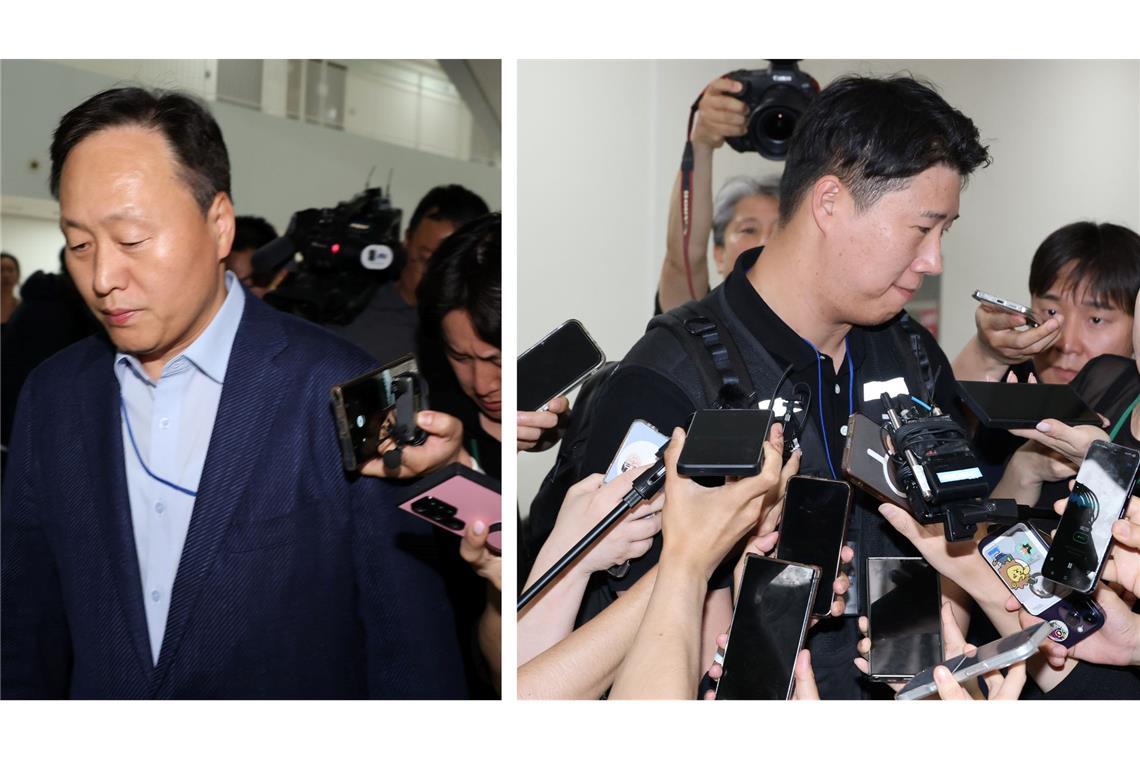 Yeo Myeong Gu (links), Leiter der Abteilung für Gerätelösungen von Samsung Electronics Co., und Choi Seung Ho, Leiter der größten Gewerkschaft von Samsung Electronics, konnten trotz mehrerer Verhandlungsrunden bislang keine Kompromisslösung finden.