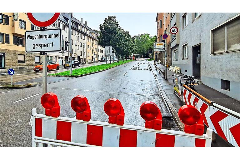 Zahlreiche Sperrungen aufgrund von Ferienbaustellen, wie hier am Wagenburgtunnel,  verursachen in Stuttgart Verkehrsbehinderungen.