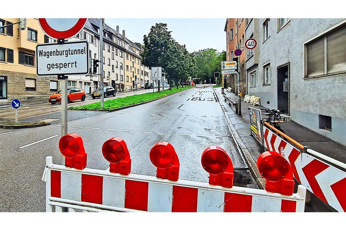 Zahlreiche Sperrungen aufgrund von Ferienbaustellen, wie hier am Wagenburgtunnel,  verursachen in Stuttgart Verkehrsbehinderungen.