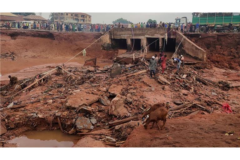 Zerstörungen nach einem Unwetter in der nigerianischen Stadt Mokwa