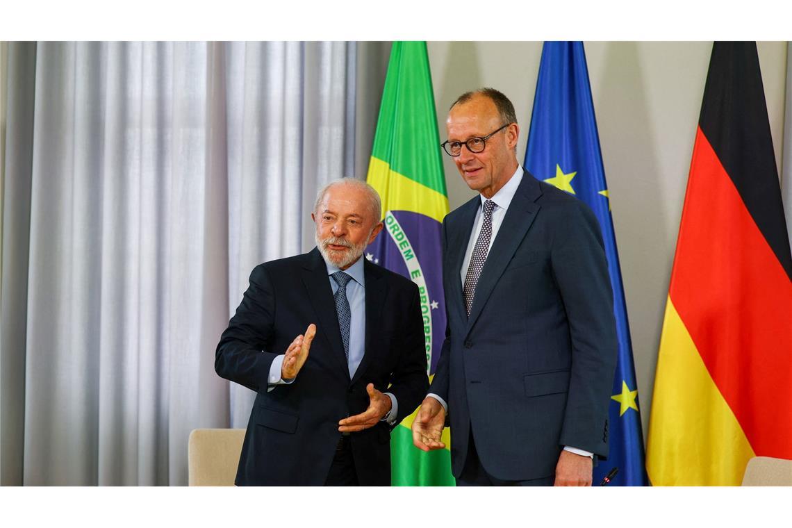Zum Auftakt des Deutschlandbesuchs Lulas gab es ein Gespräch mit Merz unter vier Augen