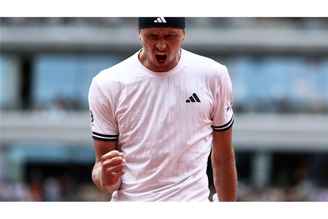 Zverev jubelt über einen Punktgewinn.