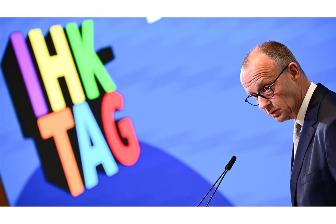Zwei klare Ansagen macht Merz beim IHK-Tag mit Blick auf die anstehende Steuerreform.