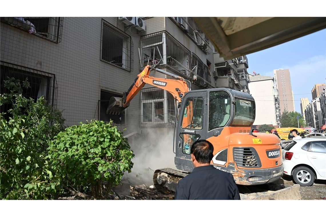 Zwei Menschen galten nach dem Brand in Taiyuan noch als Vermisst.